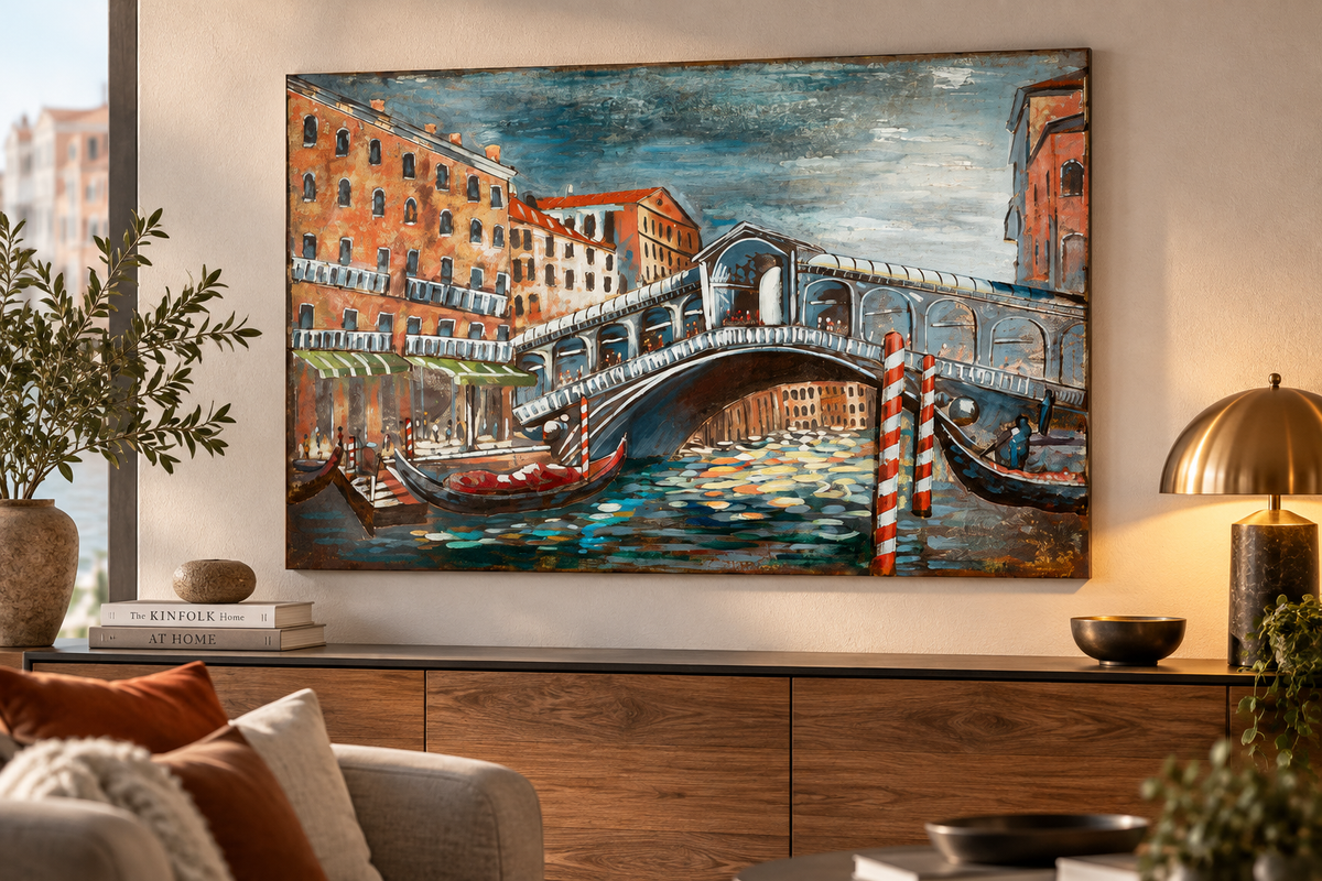 Metallbild Ponte di Rialto Venedig mehrfarbig 120 x 80 cm
