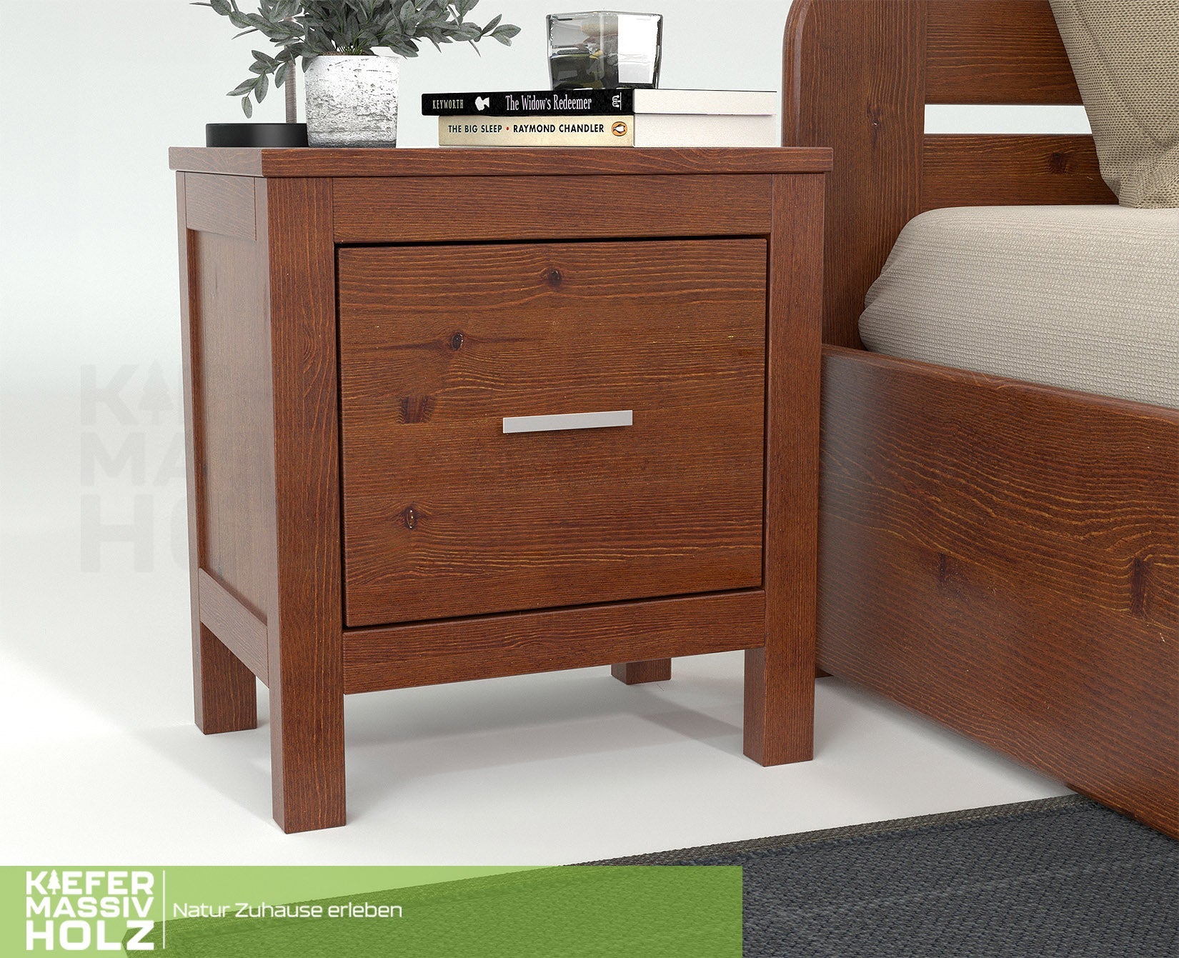 Silage Nachttisch mit Schublade Premium Line | 100% Bio Kiefer Massivholz