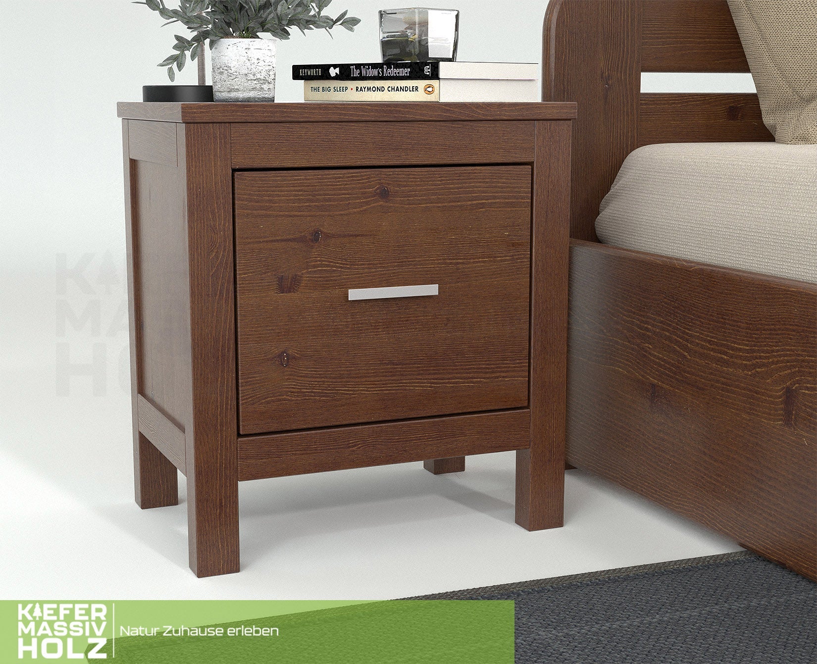 Silage Nachttisch mit Schublade Premium Line | 100% Bio Kiefer Massivholz