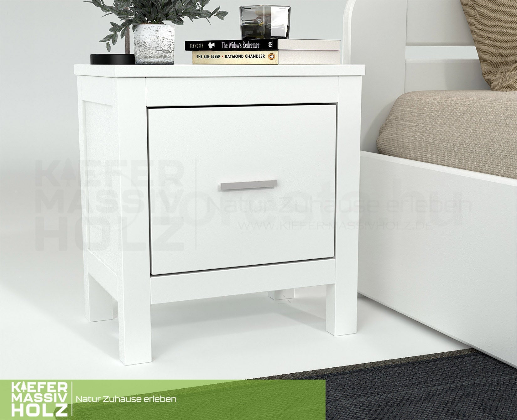 Silage Nachttisch mit Schublade Premium Line | 100% Bio Kiefer Massivholz