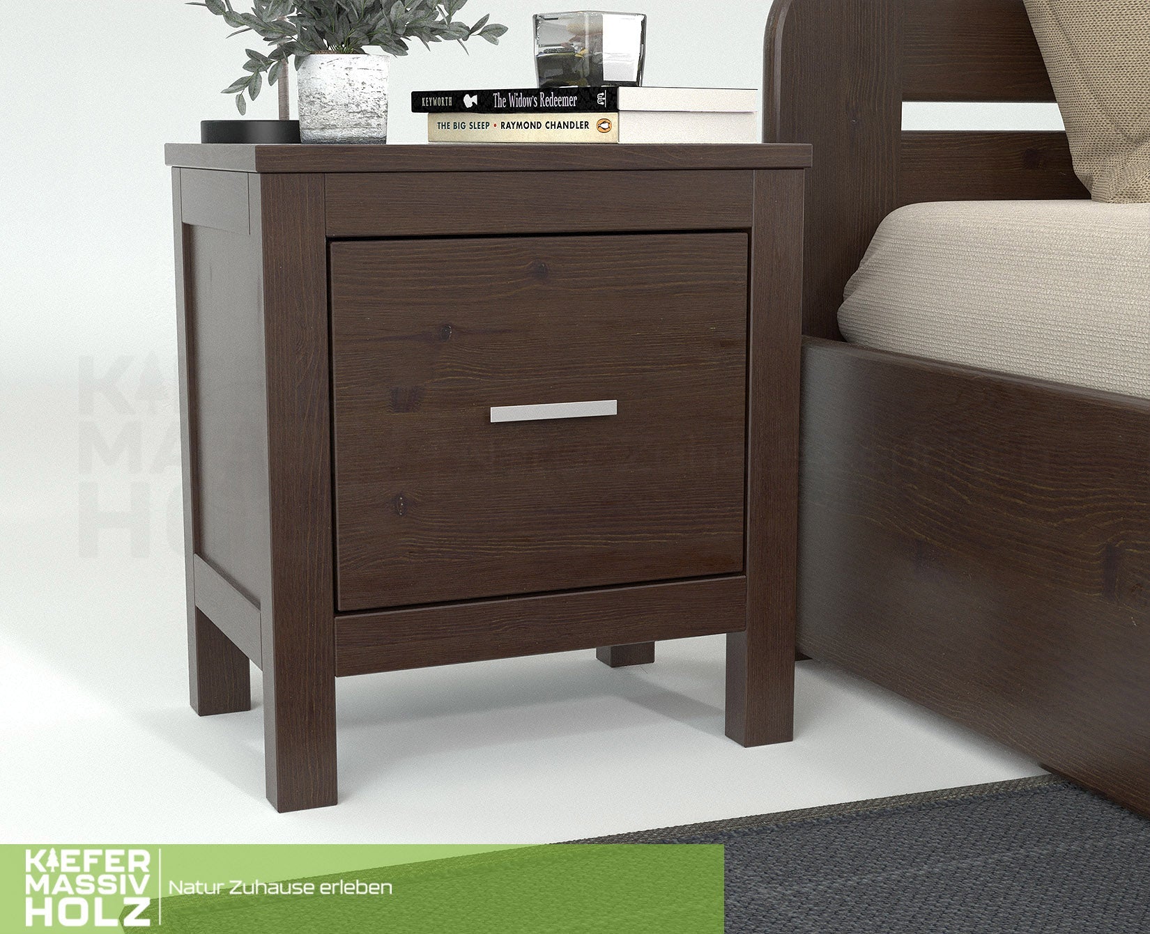 Silage Nachttisch mit Schublade Premium Line | 100% Bio Kiefer Massivholz