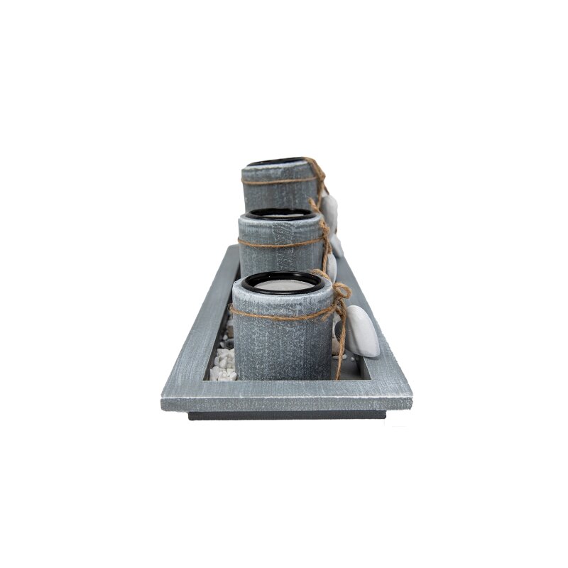 Romantic tea light holder set with 5 holders, plate and white hearts - loving decoration for your home