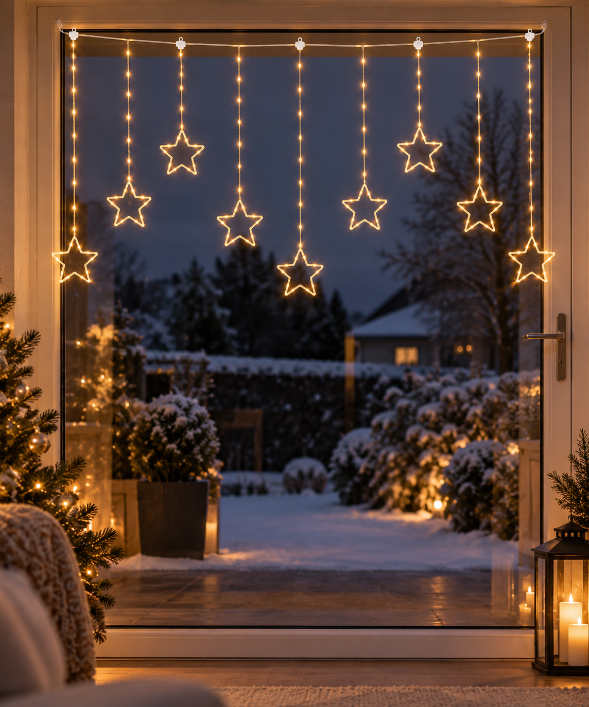 LED Lichtvorhang Sternenglanz warmweiß 156 LEDs 120 cm für Innen und Außen
