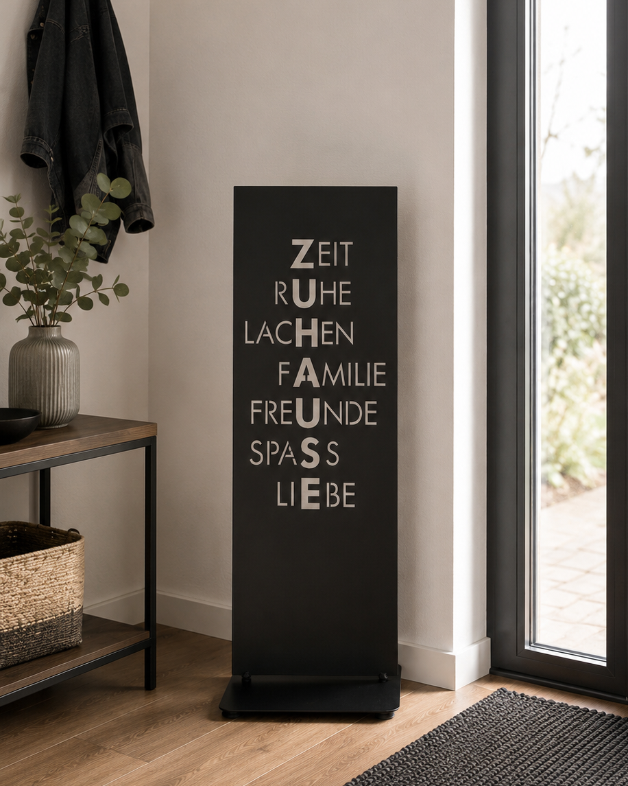 Standrelief Heimzeit Zuhause aus Metall schwarz 91 cm