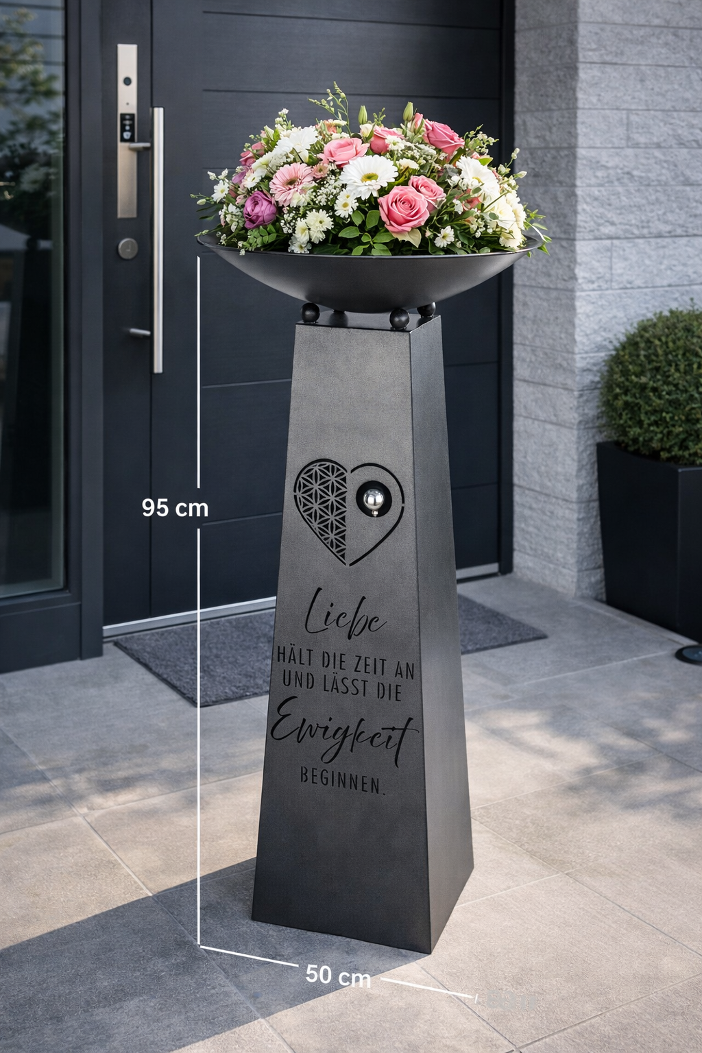 Ewige Liebe Schalenständer Metall Grau Antikfinish Dekoschale 95 cm