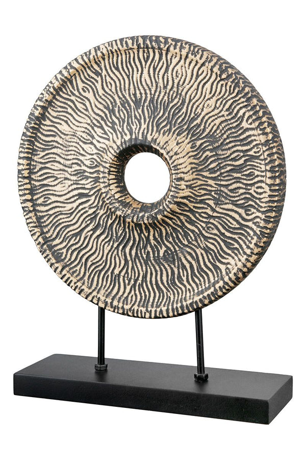2 parts Ceramic sculpture Tigre black/antique gold on a black base