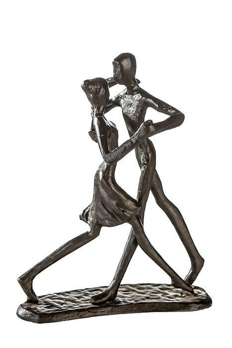 Design Skulptur > Das Leben ist ein Tanz < Eisen brüniert mit Spruchanhänger Höhe 17cm Tango Cha Cha Tanzen Handgefertigt