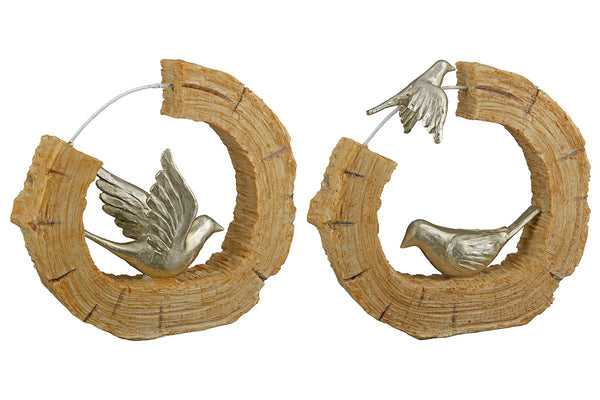 2tlg. Skulptur Vogel silberfarben Höhe 18cm
