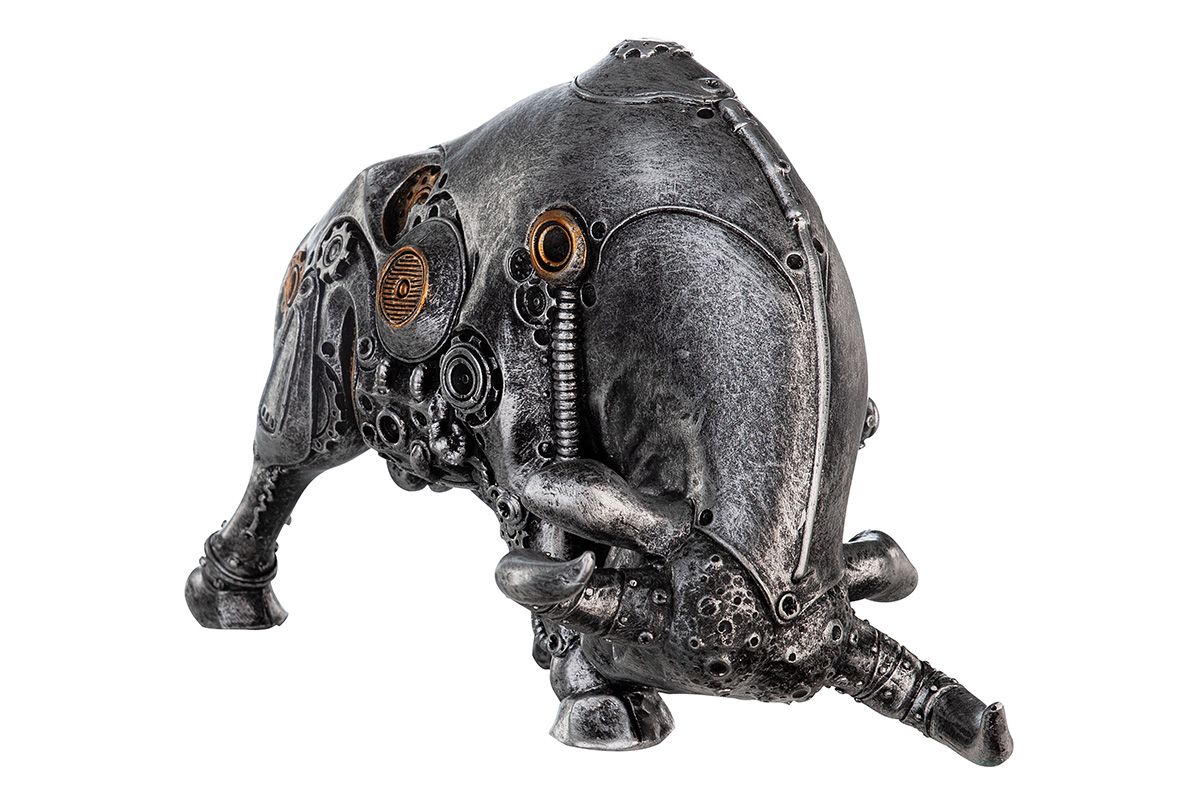 Set of 2 poly sculpture steampunk bullfight bull width 22cm