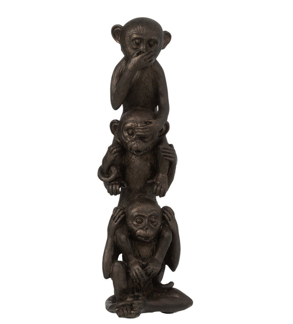 3 Affen in Braun nichts Hören, Sehen, Sagen, 32cm Höhe