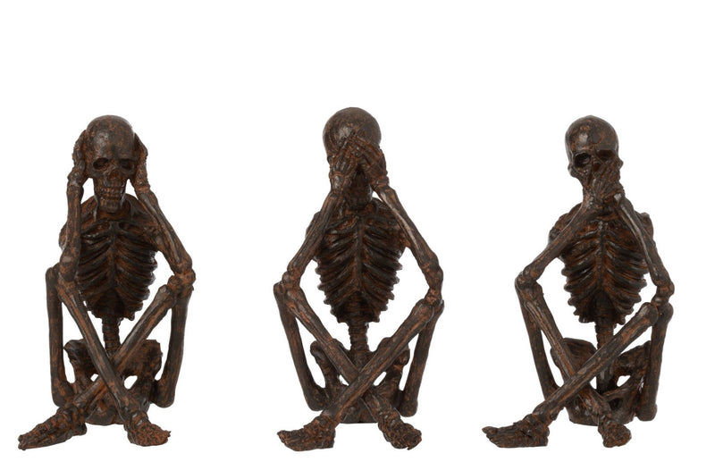 Skelett Trio in Polybronze Die stumme Kunst von Sehen, Hören, Schweigen
