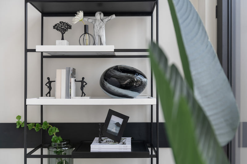Modern artwork black aluminum picture frame with unique sculpture figure