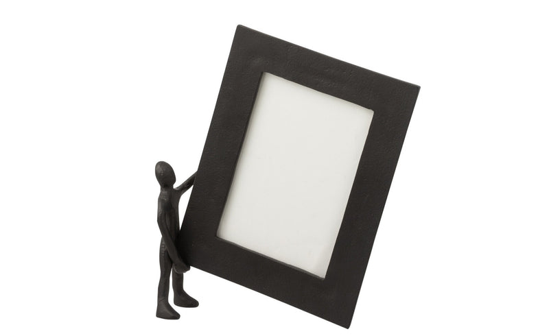 Modern artwork black aluminum picture frame with unique sculpture figure