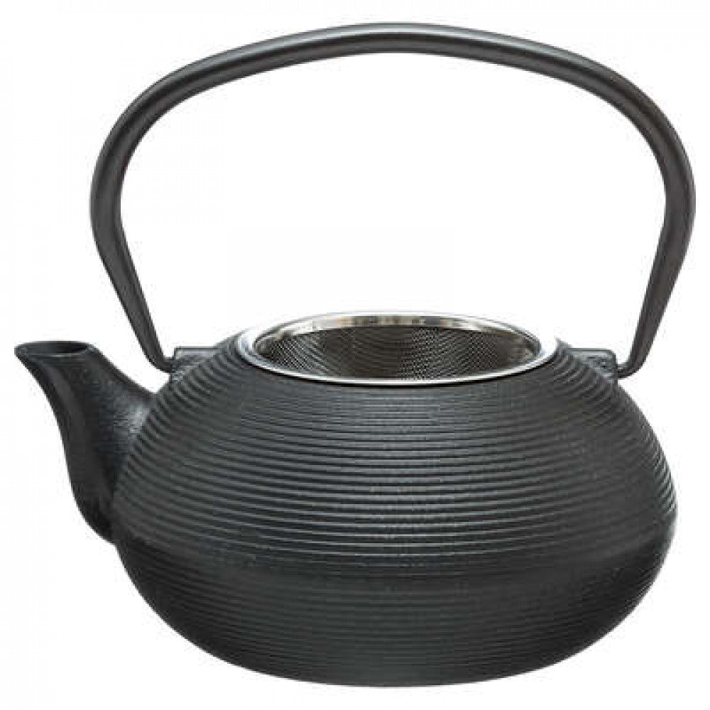 Japanische Gusseisen Teekanne mit Filter im asiatischen Stil mit Sieb schwarz 600 ml Teekessel Teebereiter Teezubereiter