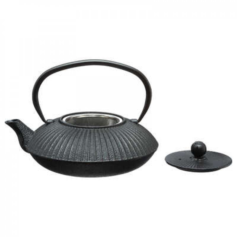 Japanische Gusseisen Teekanne Toiki mit Filter im asiatischen Stil mit Sieb schwarz 800 ml Teekessel Teebereiter Teezubereiter