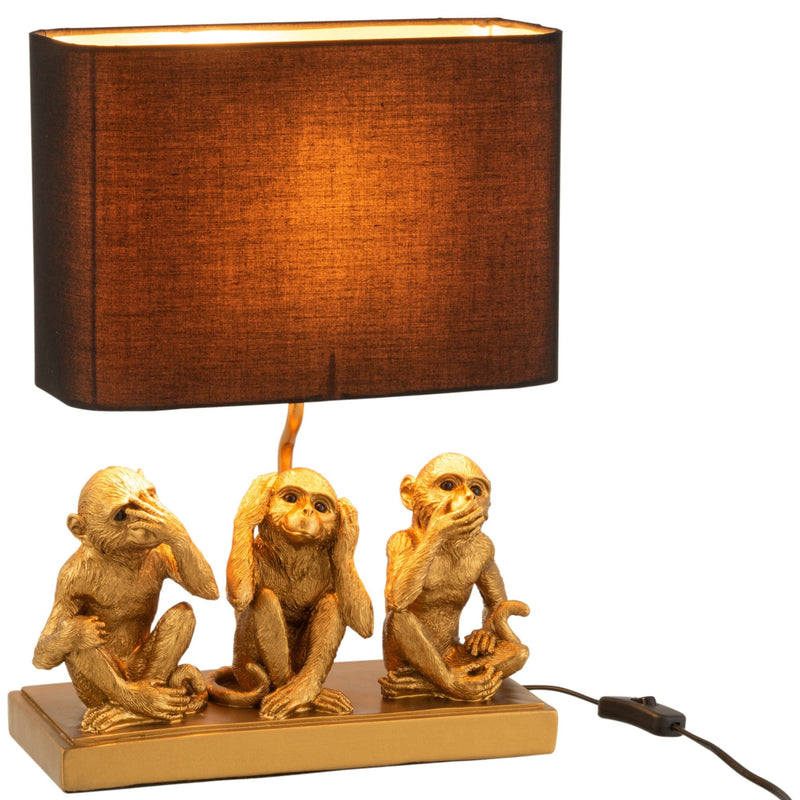 Table lamp "3 monkeys see hear be silent" - polyresin