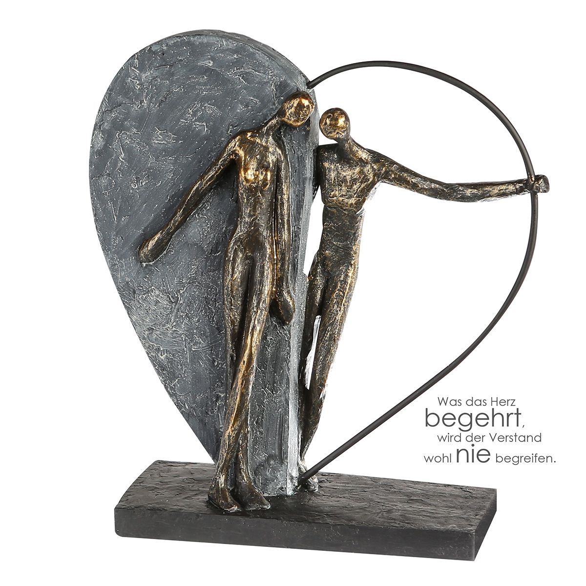 Sculpture MY LOVE heart palpitations bronze loving couple heart figure height 31cm