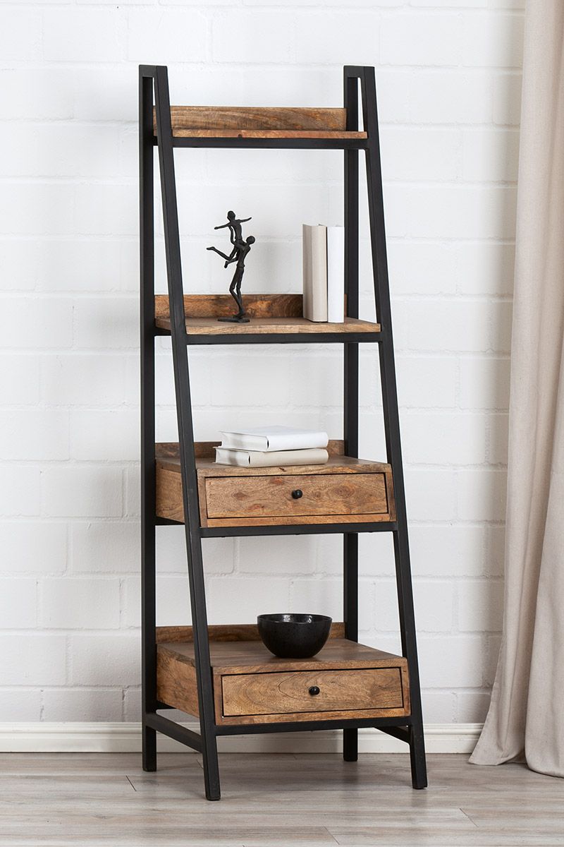 Libri shelf made of mango wood - cozy storage space with a stylish design