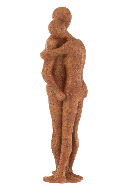 Zärtliches Paar Knuddelnde Polyterracotta Figuren für eine warme Atmosphäre Orange - ideale Raumdekoration