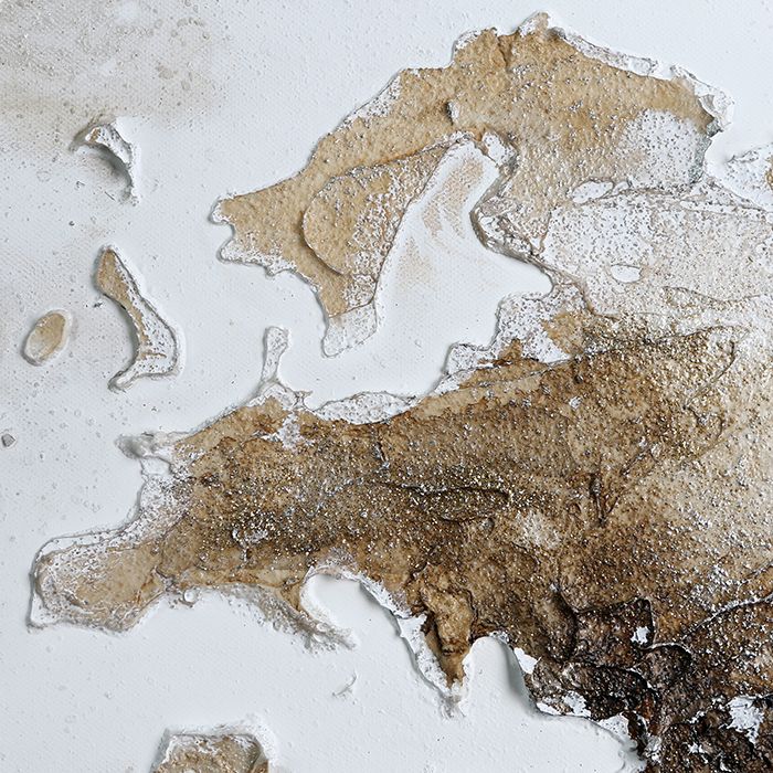 Picture world map brown/grey/white 150x70cm with silver glitter