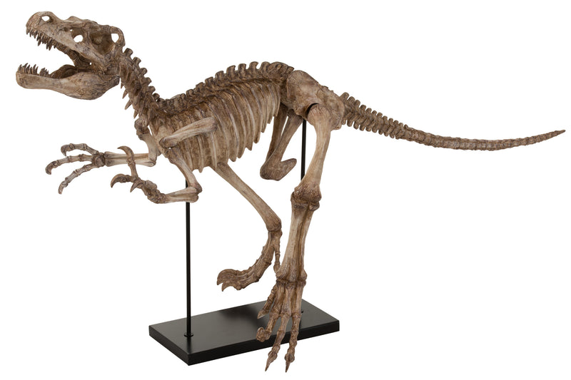 Prähistorisches Flair in Ihrem Zuhause: Handgefertigte Dinosaurier-Skulptur Raptor aus Poly in Hellbraun