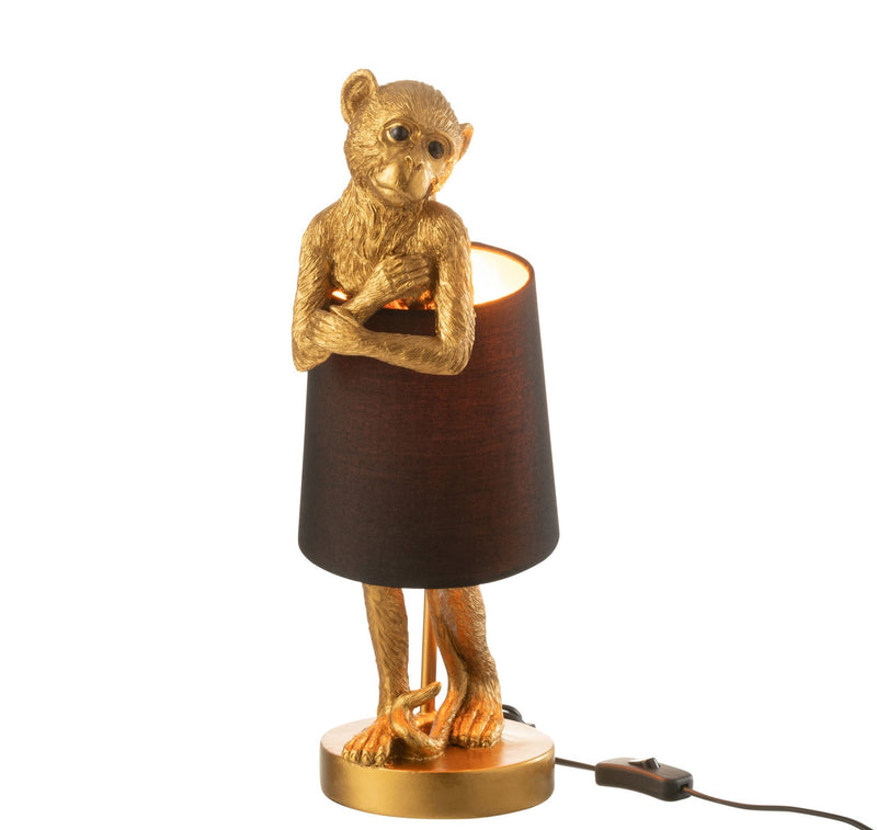 Tischlampe EINSAMER AFFE Poly in Goldfarben Nachttischlampe Höhe 42.5cm