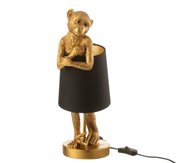 Tischlampe EINSAMER AFFE Poly in Goldfarben Nachttischlampe Höhe 42.5cm