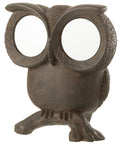 Money box owl with mirror eyes in brown antique or gold
