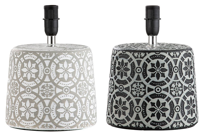 Set of 2 cement lamp mandala height 36cm Handmade