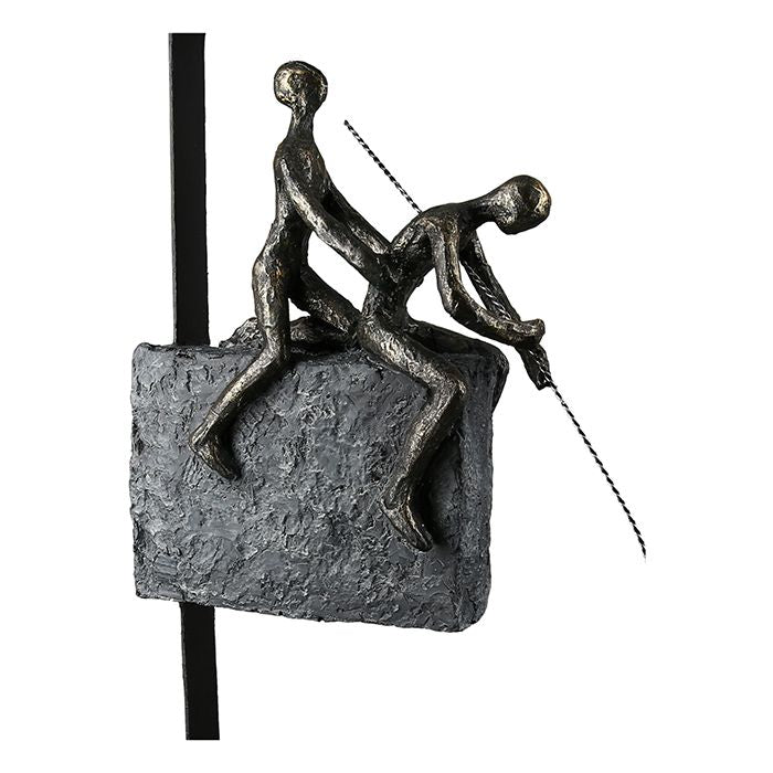 Modern art sculpture 'Experience' with an inspirational saying and a bronze finish made of resin and metal