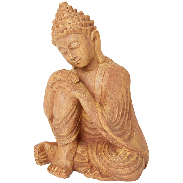 XXL Grösse Buddha Figur sitzend ca 37.5cm Holzoptik