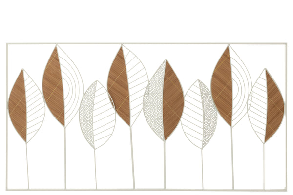 Wanddecoratie bladerenmix van metaal/bamboe - uniek designhighlight