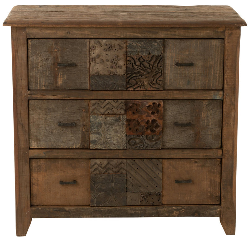 Handmade chest of drawers made of folded wood in brown - a unique piece for your interior