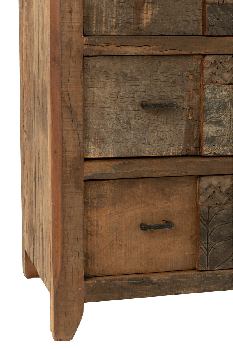 Handmade chest of drawers made of folded wood in brown - a unique piece for your interior