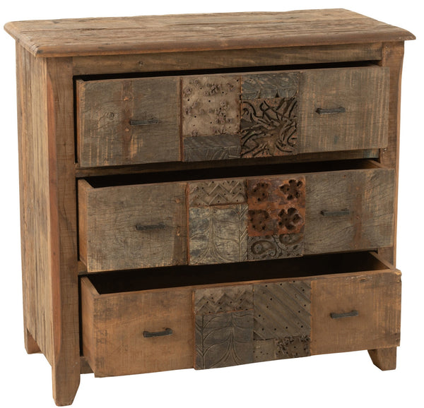 Handmade chest of drawers made of folded wood in brown - a unique piece for your interior