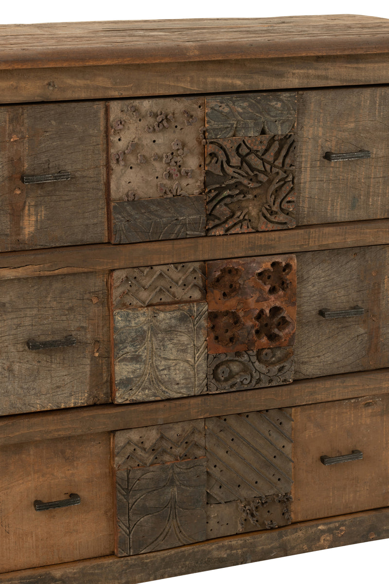 Handmade chest of drawers made of folded wood in brown - a unique piece for your interior