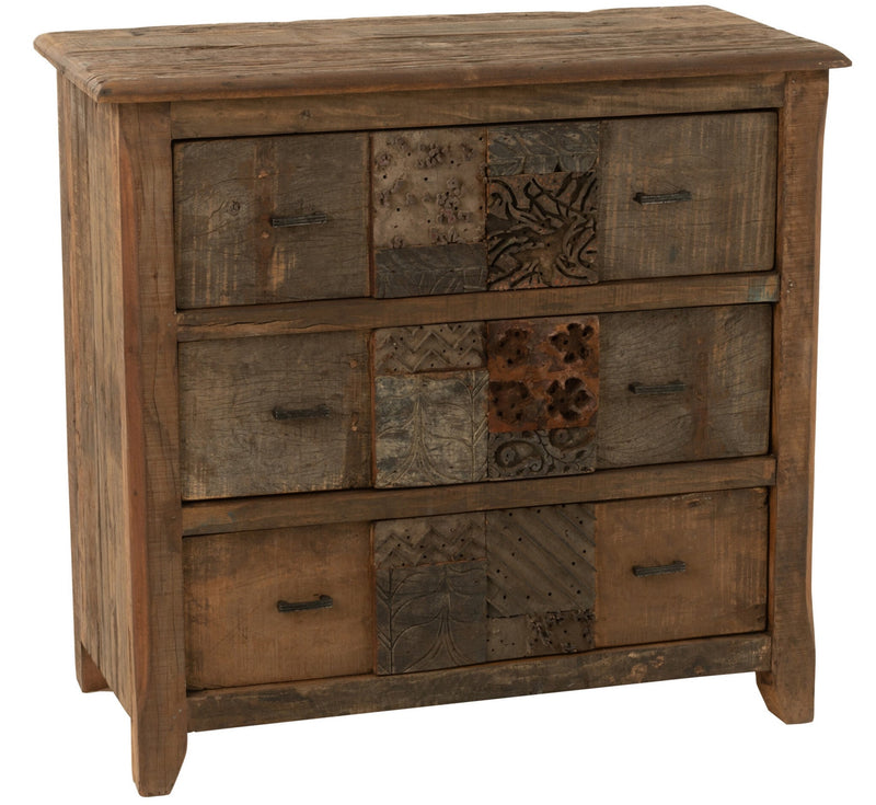Handmade chest of drawers made of folded wood in brown - a unique piece for your interior