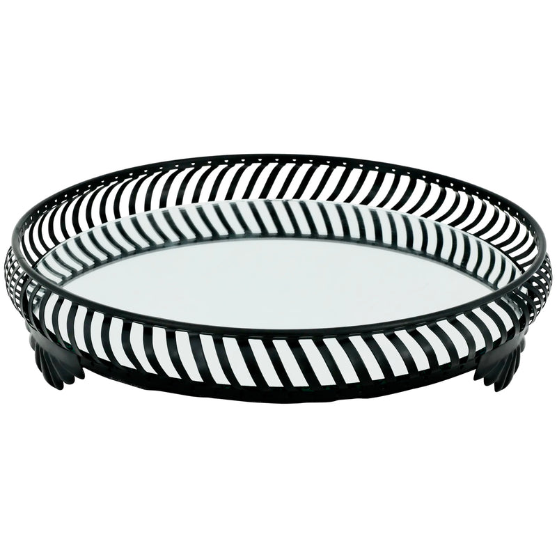 Decorative tray mirror tray silver or black metal country house vintage
