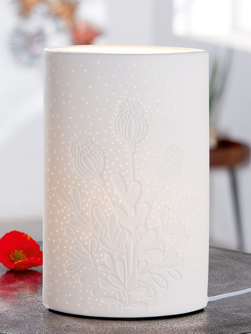 Porcelain lamp "Poppy" by Gilde Stylish decorative object with warm light