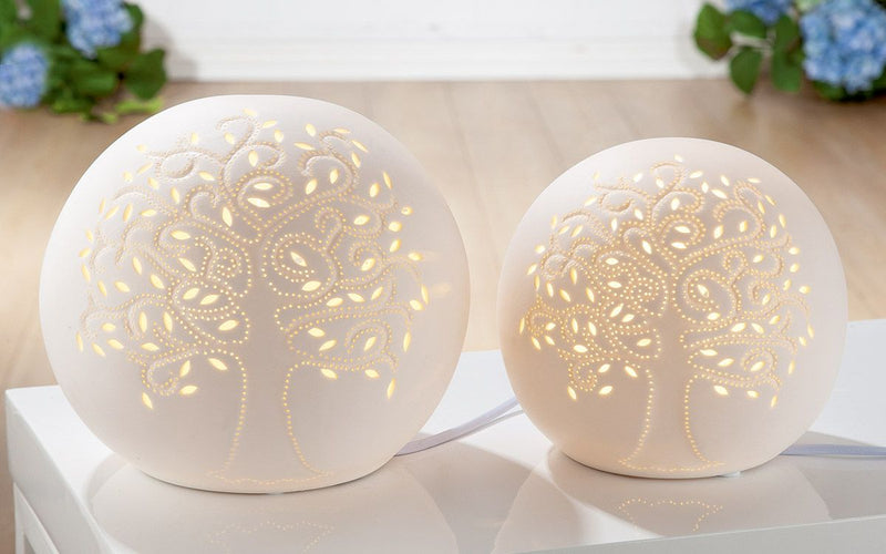 Porzellan Nachtisch Lampe Kugel Lebensbaum Lichtschatten Baum