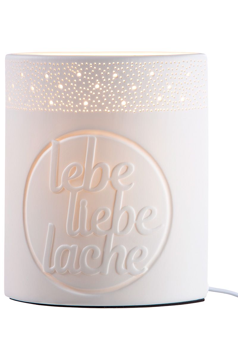 Porzellan Lampe lebe liebe lache - Ein Symbol für Lebensfreude