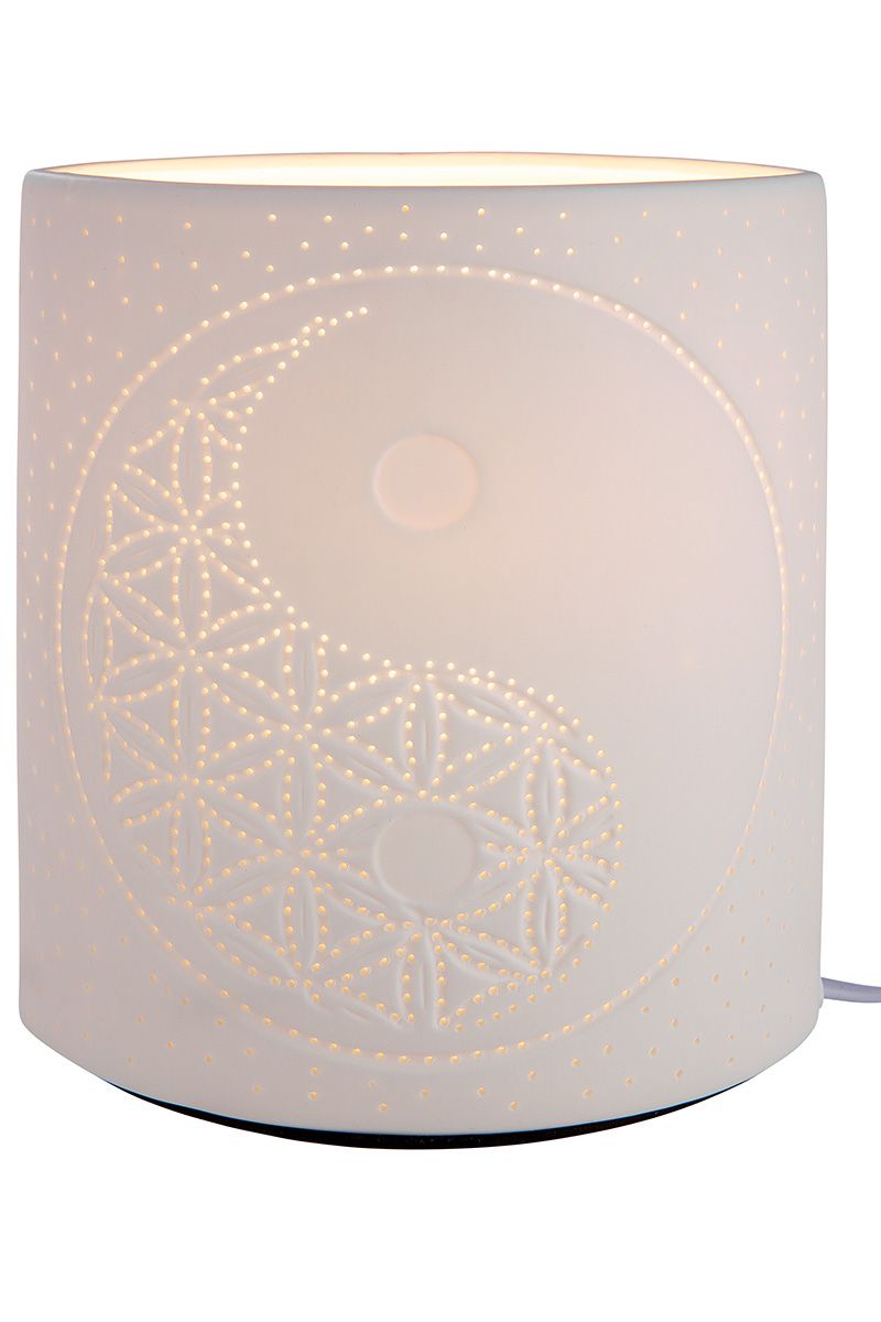Design Lampe Yin und Yang aus Porzellan Höhe 20cm