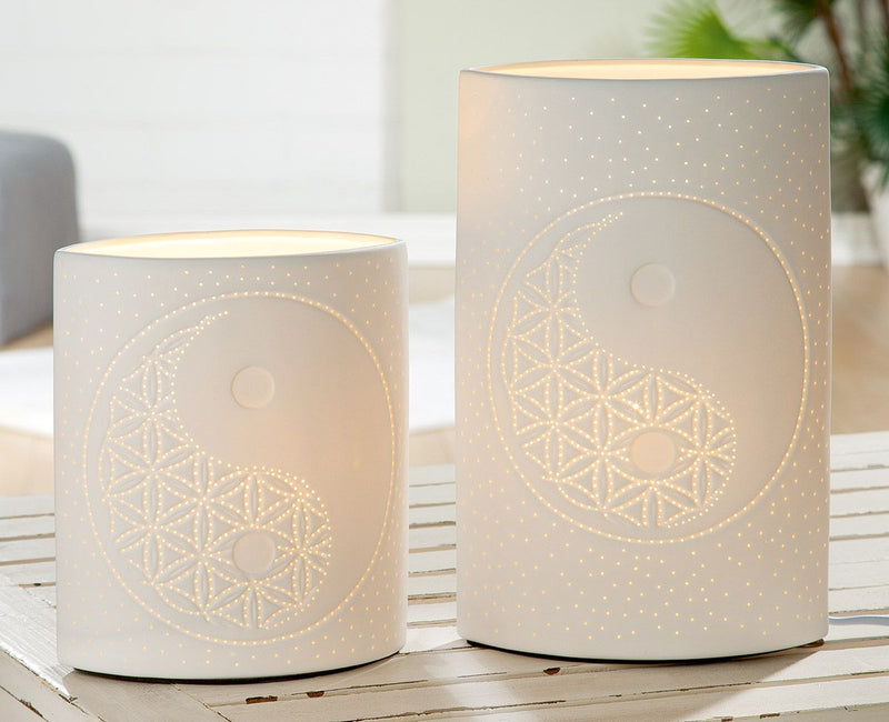 Design Lampe Yin und Yang aus Porzellan Höhe 28cm