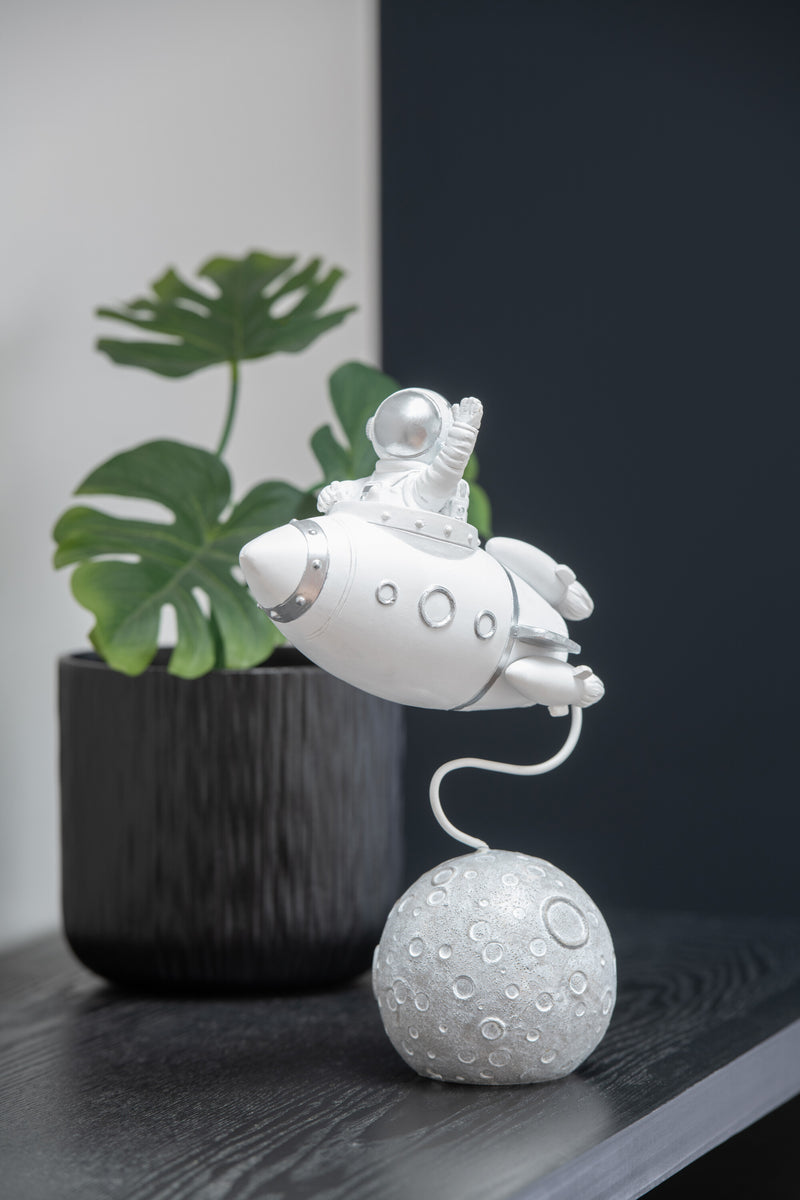 Astronaut with rocket on the moon Spaceman height 22cm