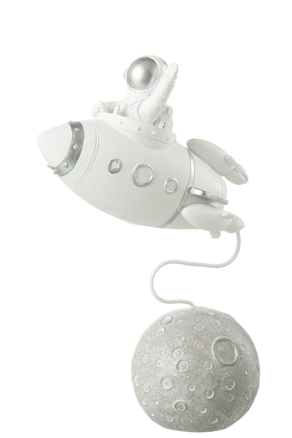 Astronaut with rocket on the moon Spaceman height 22cm