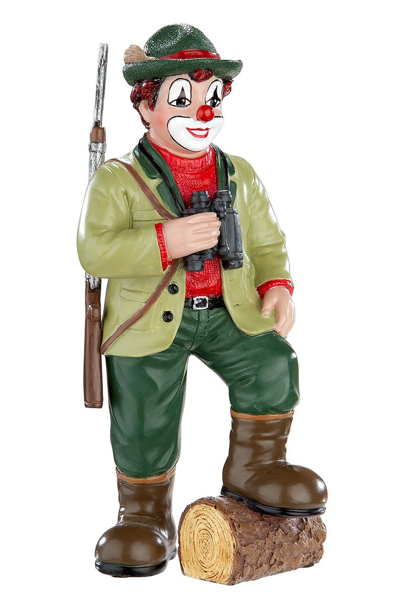 Handbeschilderde unieke clown "Op jacht" van GildeClowns - 5x6,5x15cm
