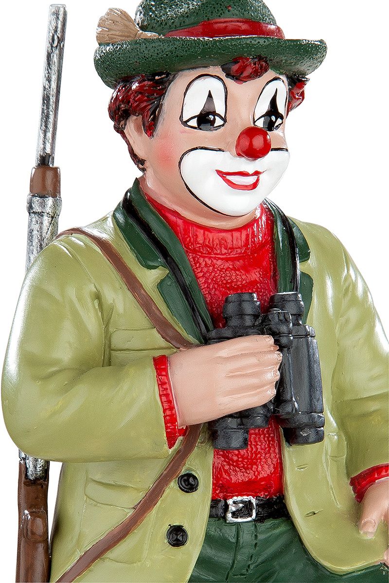 Handbeschilderde unieke clown "Op jacht" van GildeClowns - 5x6,5x15cm