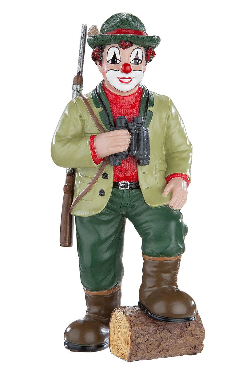Handbeschilderde unieke clown "Op jacht" van GildeClowns - 5x6,5x15cm