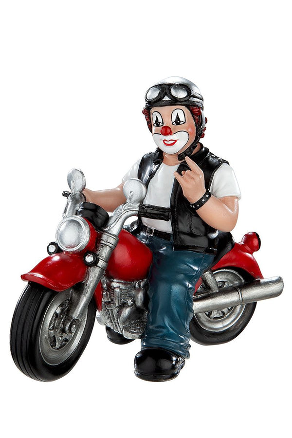 Der Heavy Biker - Handbemalte Clown Deko Figur auf einem Motorrad