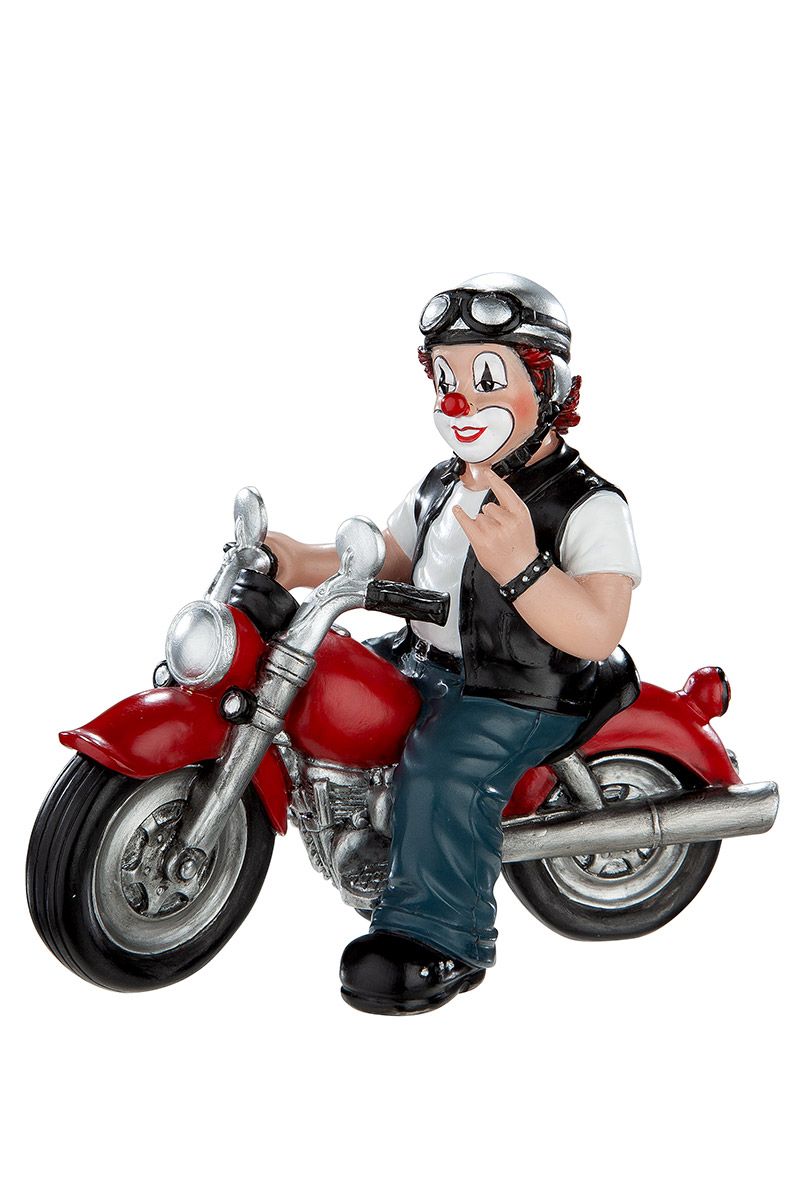 Der Heavy Biker - Handbemalte Clown Deko Figur auf einem Motorrad
